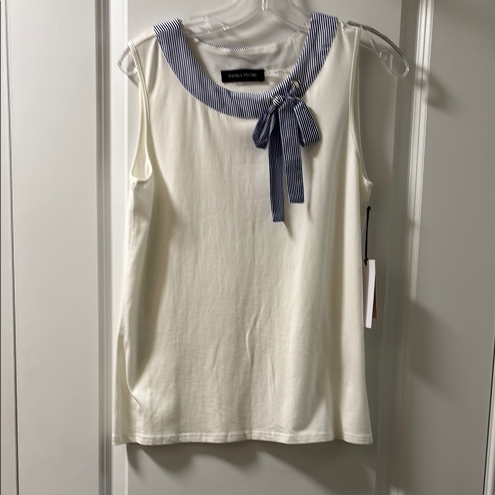 Ivanka Trump White and Blue sleeveless top
